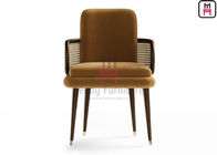 Velvet Upholstered Dining Chair 0.38cbm With Canework Armrest