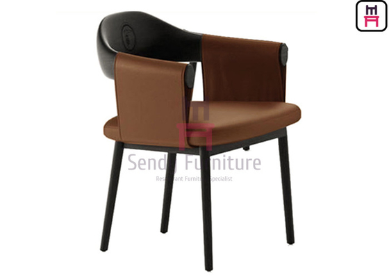 acheter Chaise de salle à manger rembourrée en cuir à dossier suspendu avec accoudoirs online manufacture