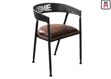 acheter Cuir et métal de grenier dinant des chaises, métal noir industriel dinant des chaises avec des bras online manufacture
