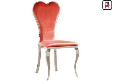 acheter Chaises de restaurant d'or/argent/Chrome d'acier inoxydable de velours avec le dos rouge de coeur online manufacture