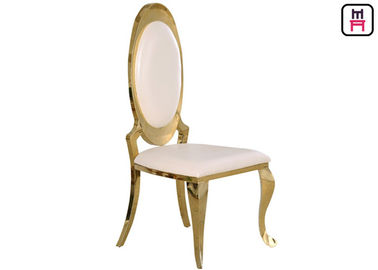 acheter Chaises sans bras de restaurant d'acier inoxydable de dos d'ovale d'hôtel avec de l'or/cuir chromé Seat online manufacture