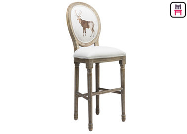 acheter Bois solide de Lether de dos rond de tissu royal classique de tabouret de bar pour haut Restsaurant de luxe online manufacture