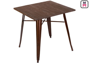 acheter Table de salle à manger de taille de compteur de Quare, table de salle à manger de Tolix de reproduction de filasse en métal de dessus en bois solide online manufacture