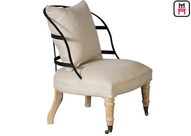 acheter Chaise sans bras de sofa de dossier en métal avec des roues, chaises en bois rustiques de salon de jambe online manufacture