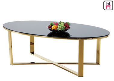 acheter Verre trempé/base de marbre rectangulaire ovale d'acier inoxydable de forme de la table basse X online manufacture