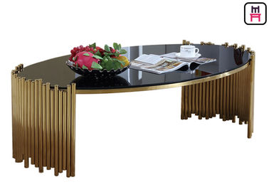 acheter Forme ovale de table basse supérieure d'acier inoxydable de verre trempé pour la maison de café online manufacture