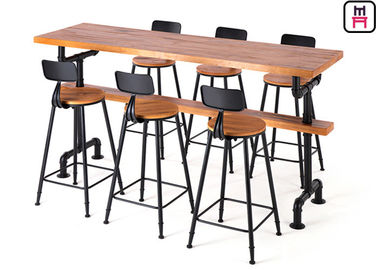 acheter Base de conception de tube de Tableaux de barre de restaurant de dessus en bois solide avec le repose-pieds de Comfotable online manufacture