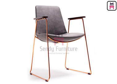 acheter Chaises de restaurant d'acier inoxydable d'accoudoir d'or de Rose avec le cuir antique couvert online manufacture