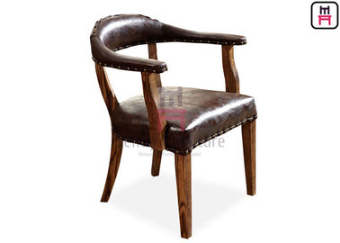 acheter Chaise en cuir rustique d'intérieur de Brown/bois de chêne solide dinant la chaise avec l'accoudoir online manufacture