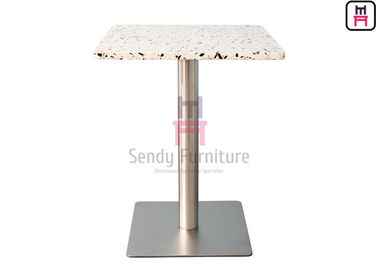 acheter table de salle à manger de restaurant de pierre de quartz d'épaisseur de 2cm avec la base d'acier inoxydable de Chrome online manufacture