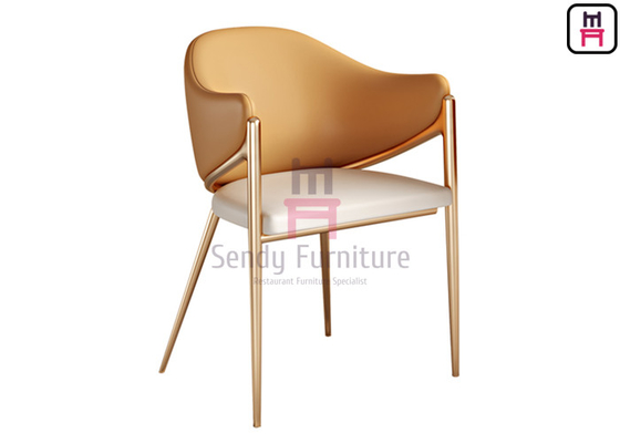Le restaurant d'or d'acier inoxydable de couleur orange préside Eco Uphosltered en cuir avec des accoudoirs