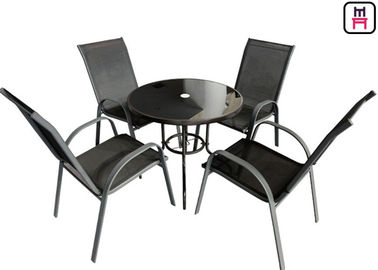 Le restaurant extérieur de café ajourne des meubles de jardin de Textilene avec des chaises de bras
