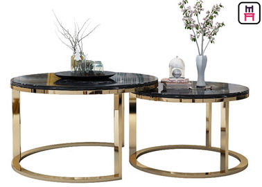 Double dessus rond fait sur commande de marbre de table basse d'acier inoxydable pour le salon/événement