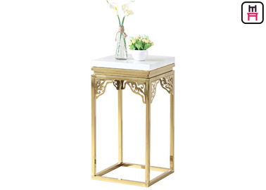Table basse de marbre carrée élégante d'acier inoxydable découpant le support de fleur faisant le coin