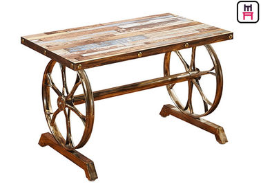 table basse industrielle de style de base de Tableau de contreplaqué/fonte de 4ft*2ft avec la conception de roue