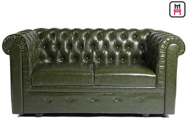 Allocation des places de sofa de cabine de lobby d'hôtel de cuir de Brown avec le décor de Pin d'en cuivre de bouton de Chesterfield