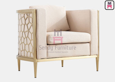 Chaise simple de sofa de coussin en cuir en ivoire avec l'acier inoxydable découpé creusé - encadrez