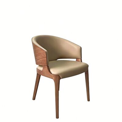 Chaise de restaurant personnalisable en bois avec bois de frêne blanc massif et similicuir premium pour des espaces de salle à manger élégants