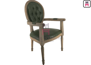 Le bras en bois de restaurant de dos rond de cru préside la chaise classique de luxe avec la décoration de bouton