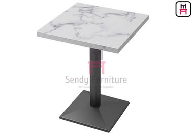 Table de salle à manger de marbre d'hôtel du modèle HPL de formica avec la base lourde de fer de bâti de couleur noire