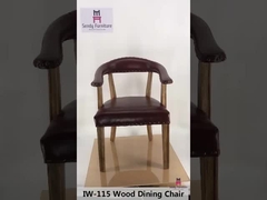 Chaise en cuir rustique d'intérieur de Brown/bois de chêne solide dinant la chaise avec l'accoudoir